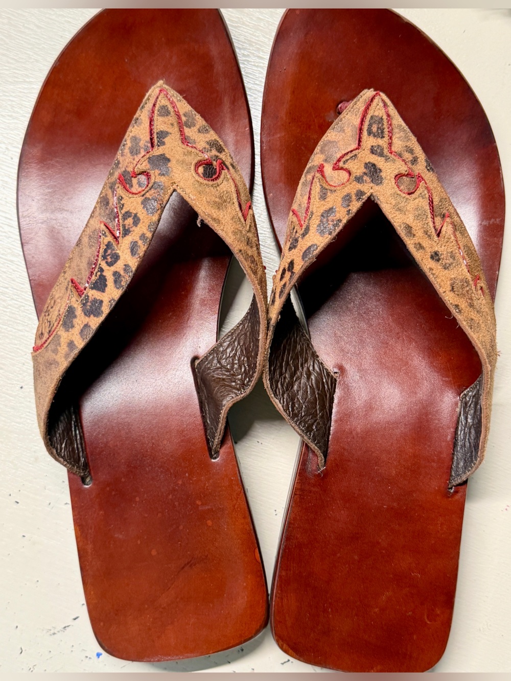 Authentic Old Gringo Leopard Print Suede Leather Hair/Hide Western Sandals 8.5